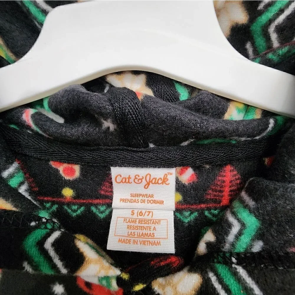 Nwt Cat & Jack Girls Boys Fleece Pajamas Christmas Fast Food Union Suit Sz S 6 7
